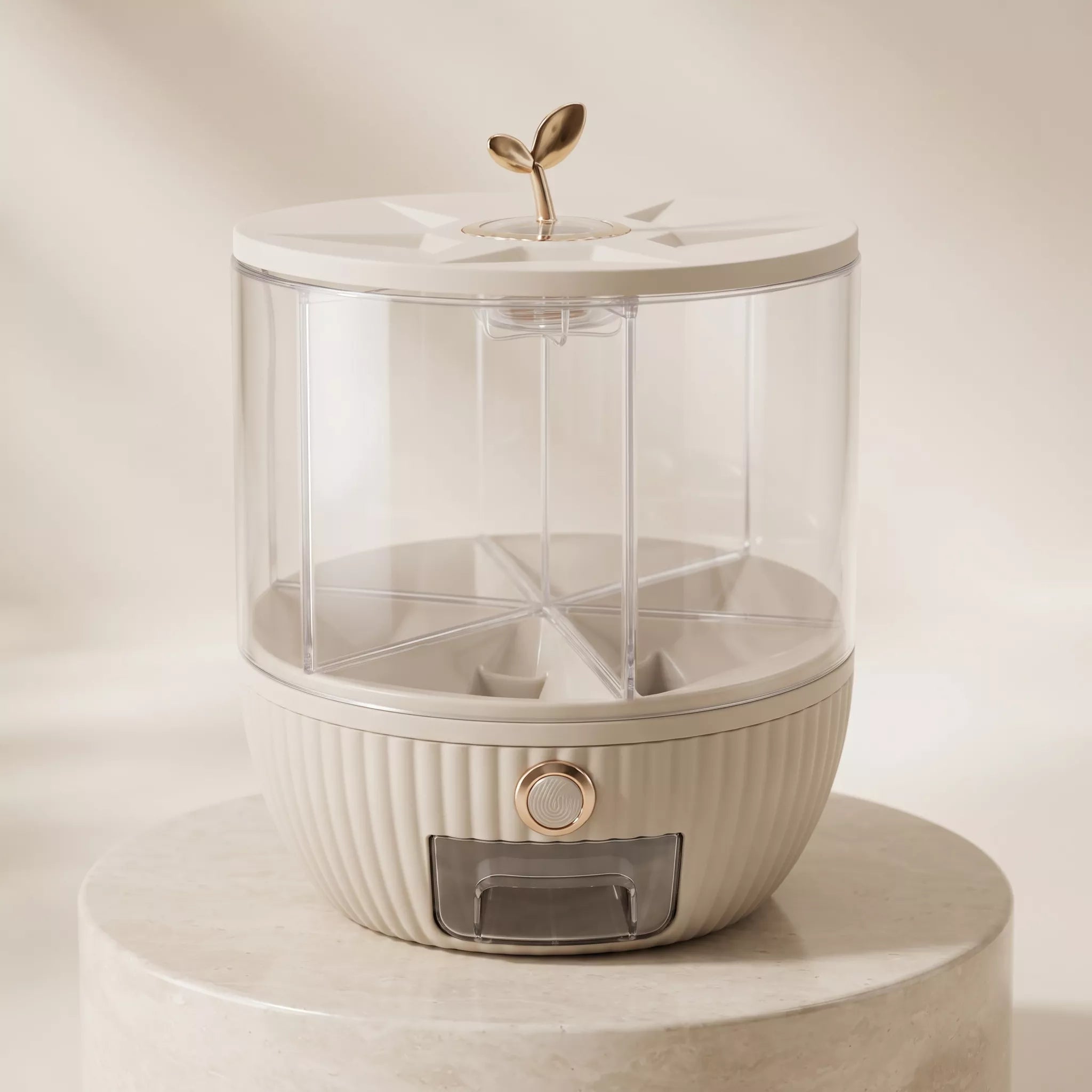 6 Grid Rotating Grain And Rice Dispenser, 360° Rotating Grain Storage Dispenser, Multi Compartment Food Dispenser, Large Capacity Kitchen Grain Dispenser