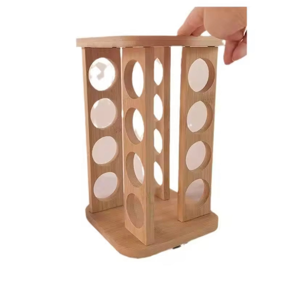 Rotatable Wooden Spice Rack With Jars, Multi Layers Square Shape Seasoning Bottle Storage Rack, Seasoning Bottles Condiment Jars, Kitchen Storage Organizer