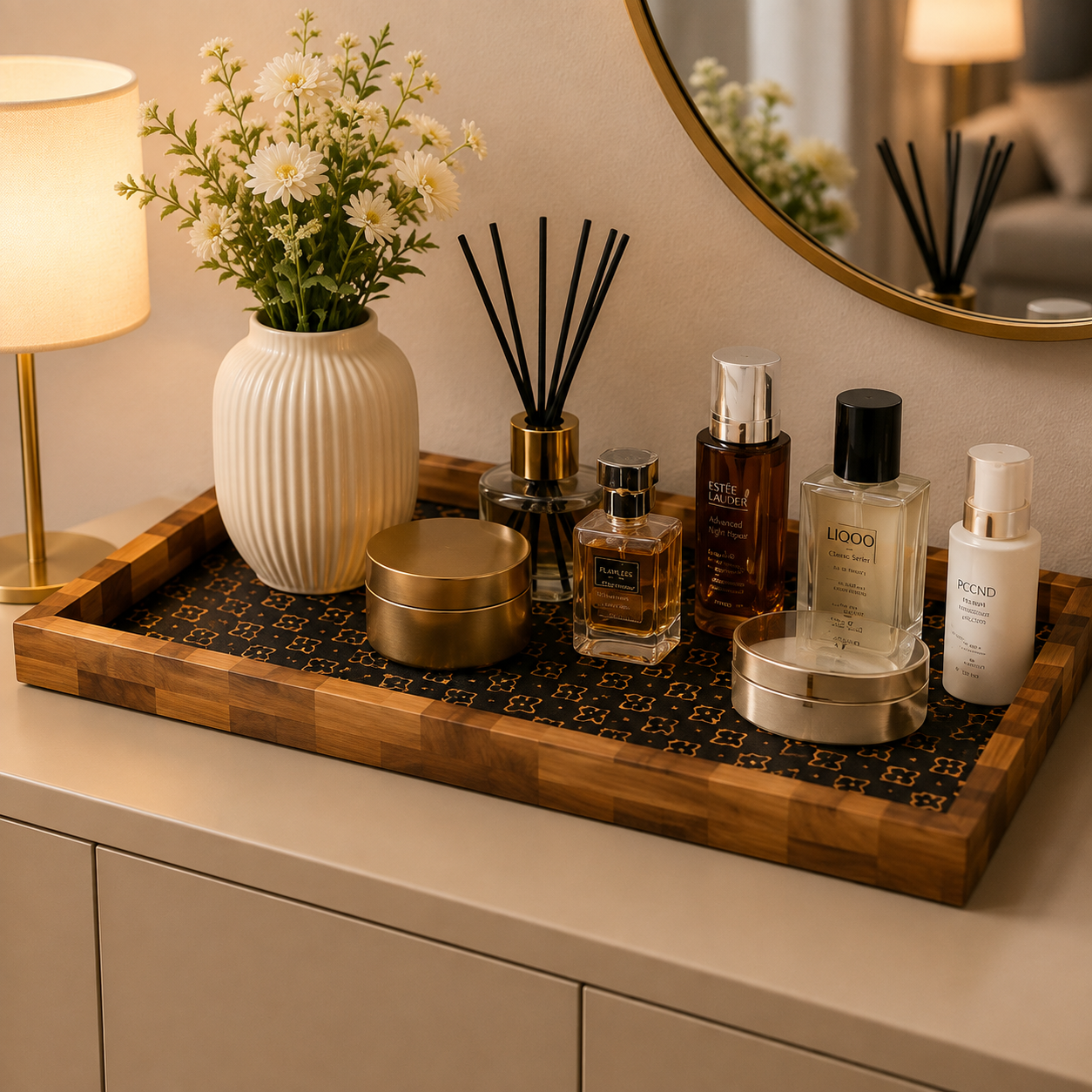 Set Of 3 Luxury Wooden Display Tray Set, Wooden Home Essentials Tray Set, Multipurpose Wooden Serving Tray, Classic Wooden Breakfast Tray