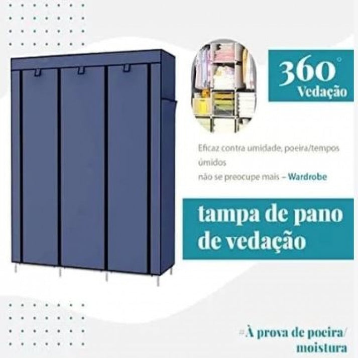 Portable Clothes Storage Cabinet, Multi Layer Fabric Wardrobe Organizer, Heavy Duty Portable Storage Wardrobe, Fabric Closet with Hanging & Storage Shelves