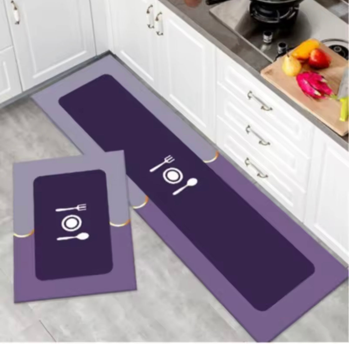 2Pcs Water Absorbent Kitchen Mat, Kitchen Mat Bedroom Long Rug, Anti Slip Floor Mat, Modern Kitchen Mat