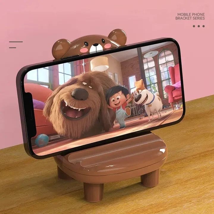 Animal Mirror Mobile Holder, Mini Cartoon Desktop Mobile Phone Holder, Cute Pet Lazy Person Mobile Stand, Portable Animal Chair Phone Bracket, Decorative Phone Holder