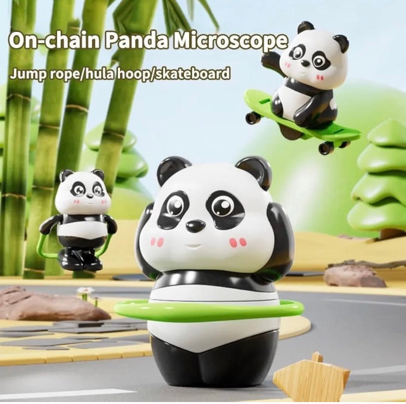 Multi Action Panda Fun Toy, Panda Skateboard & Hula Hoop Toy, Interactive Panda Adventure Toy, Kids Panda Dancing & Skateboard Toy, Panda Fun Activity Toy for Kids