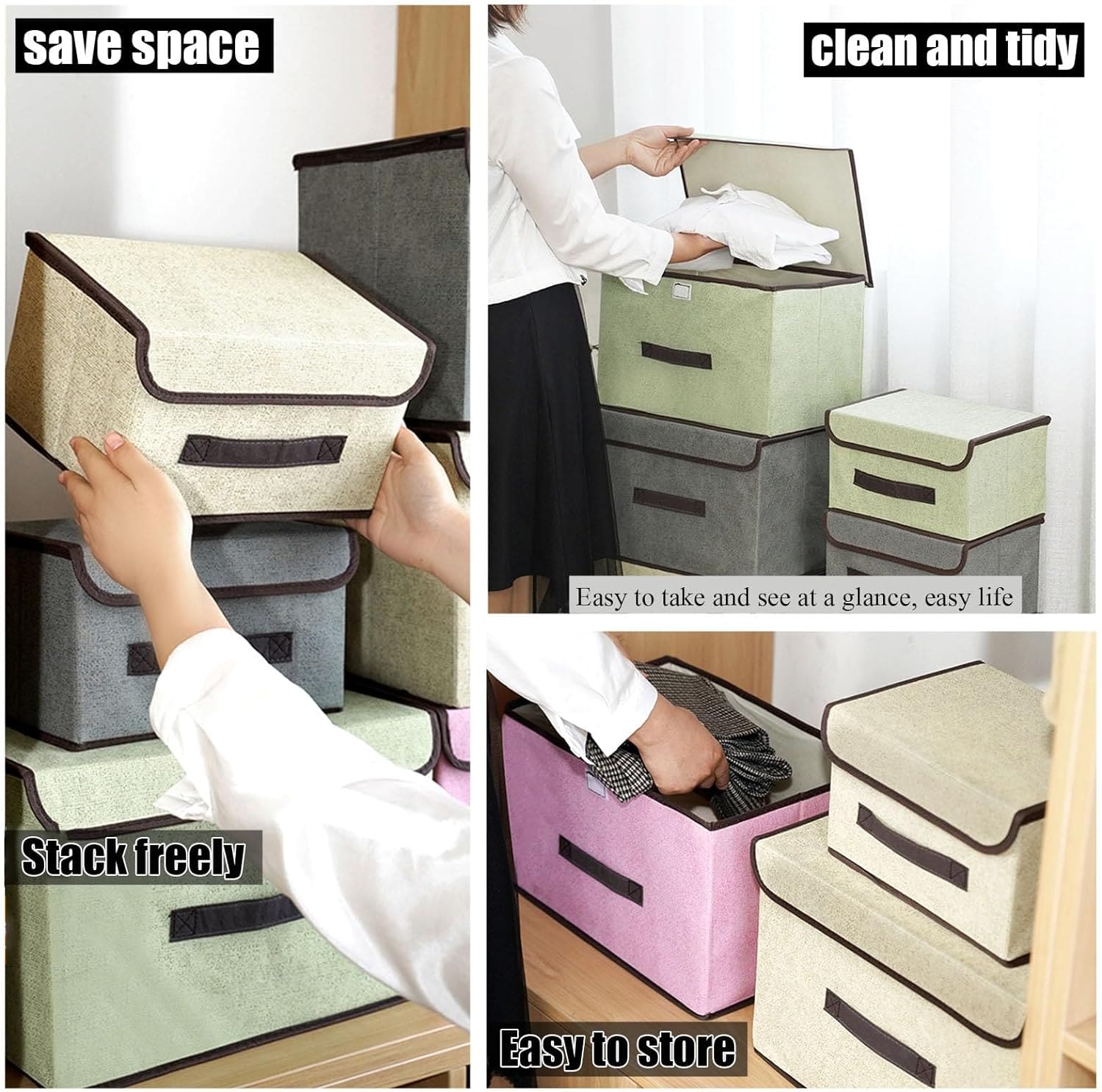 Fabric Cube Storage Box, Imitation Linen Storage Bin with Lid, Quilt Clothes Storage Bag, Non-woven Storage Basket, Multipurpose Practical Sundries Box, Large Capacity Household Storage Organizer