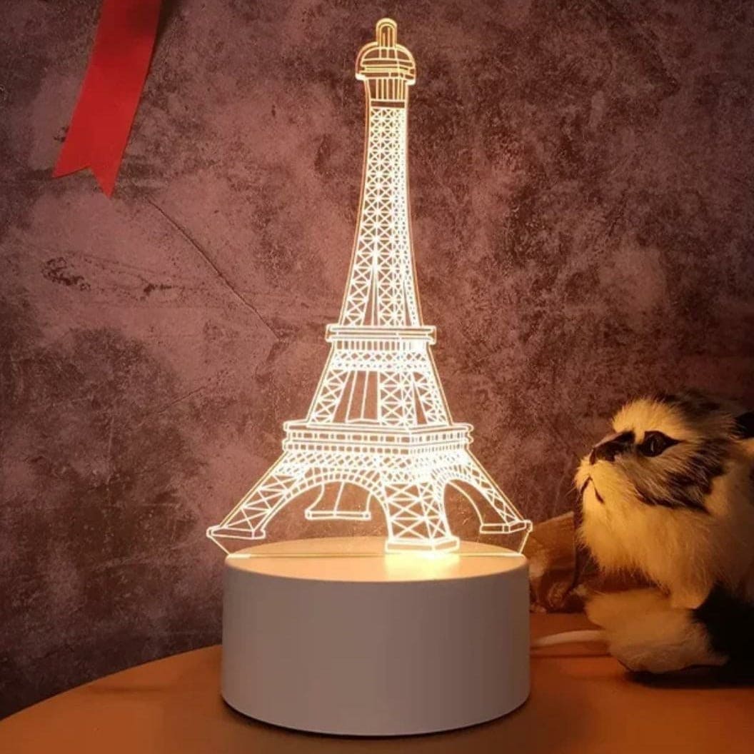 3D Eiffel Tower Lamp, Creative Table Bedside Lamp, Decorative Acrylic LED Night Light, 3D Tower Night Light, Optical Illusion Lamp For Bedroom, Nursery, Living Room, Ambient Light For Home