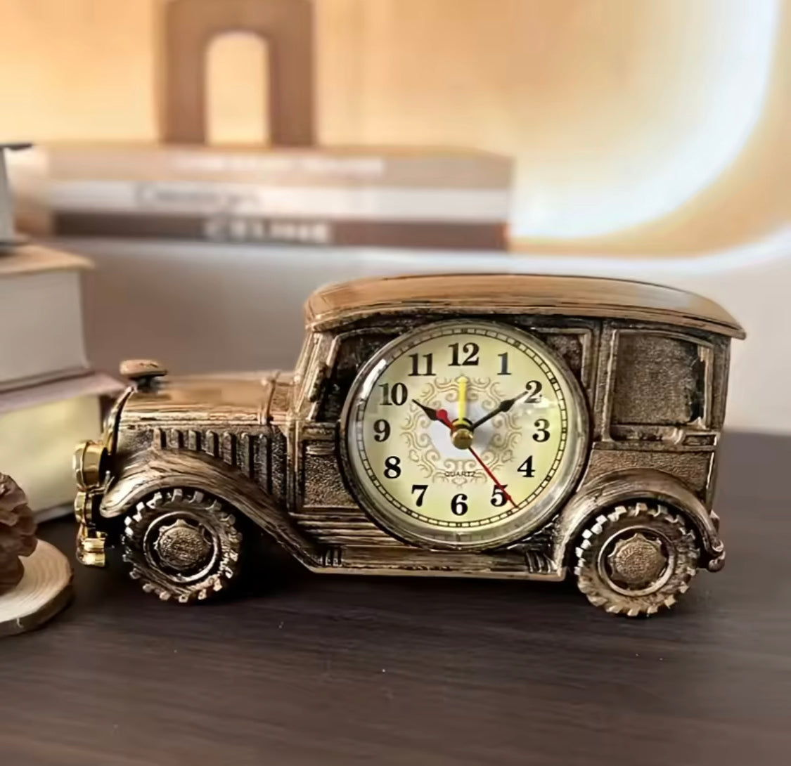 Retro Nostalgic Car Alarm Clock, Antique Engine Design Table Desk Decor, Antique Unique Classic Car Bedside Clock, Nostalgic Child Alarm Clock, Desktop Decor