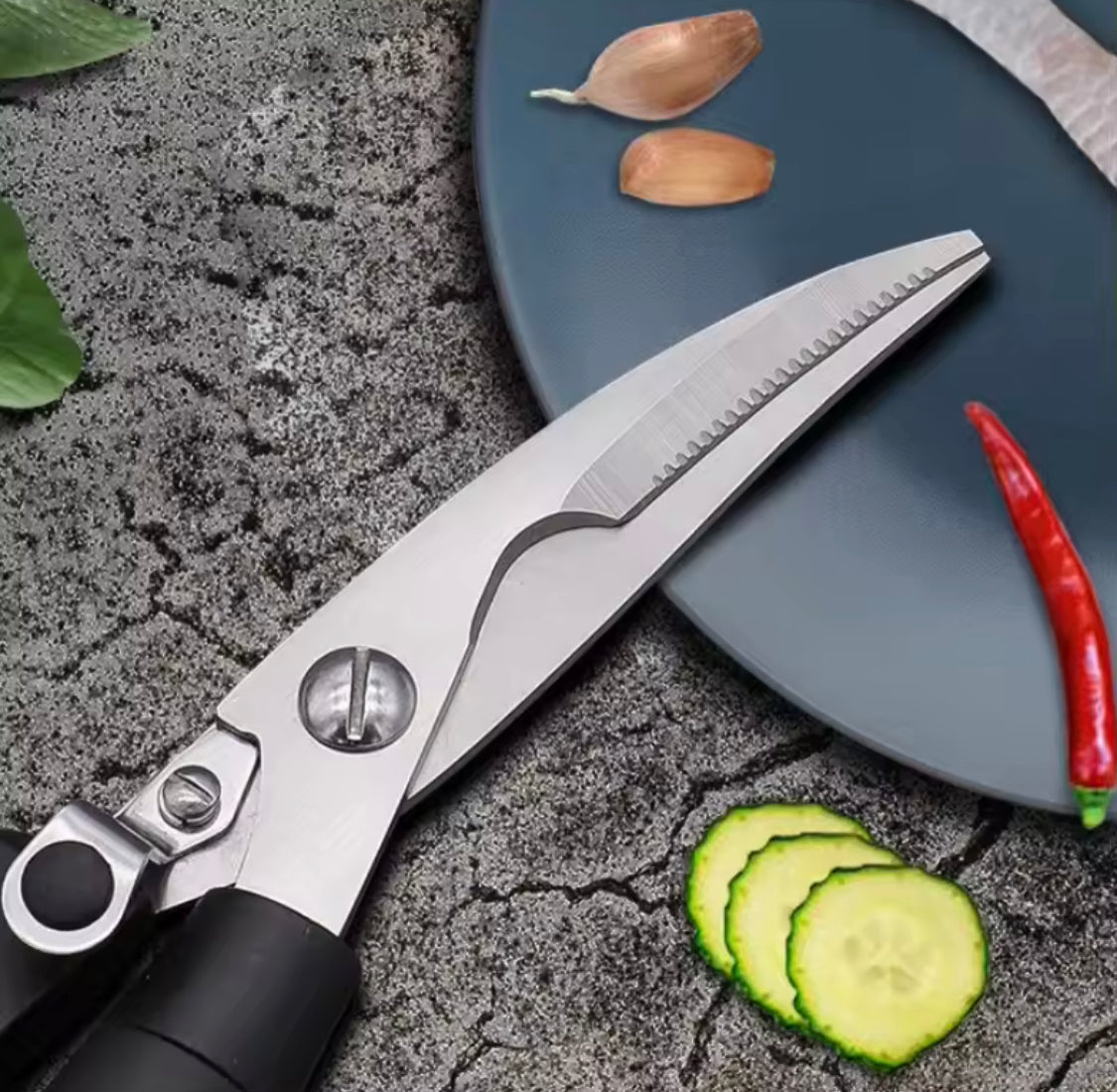 Effort Saving Spring Kitchen Shears, Multifunctional Meat Scissors, Heavy Duty Meat Poultry, Kitchen Cutting Tool