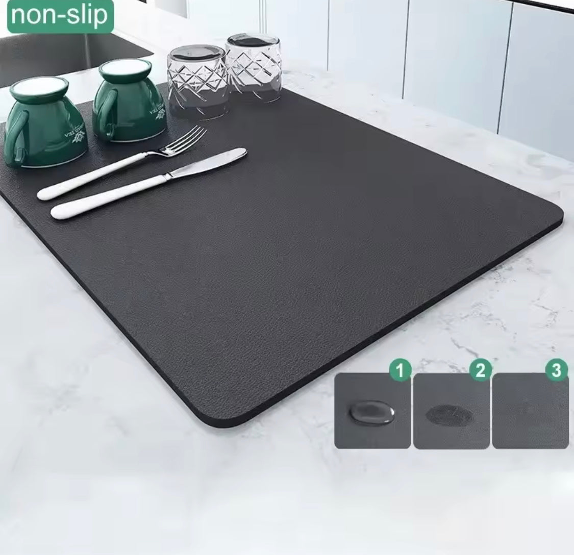 Kitchen Absorbent Tableware Drainage Mat, Waterproof Kitchen Countertop Drying Mat, Non Slip Waterproof Dish Drying Rack