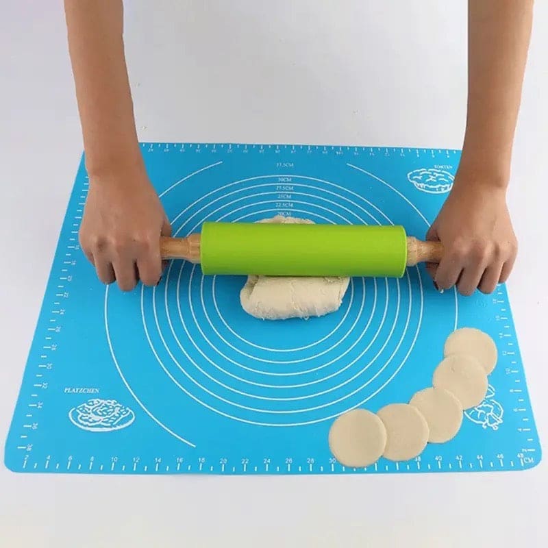 Silicone Dough Roller, Wooden Handle Dough Roller, Dumpling Skin Pressing Flour Stick Baking Tool, Kitchen Roti Belan, Non Stick Surface Baking Roller, Kitchen Cooking Accessories