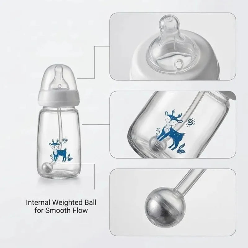 Hands Free Baby Feeding Bottle, Anti Colic BPA Free Nursing Bottle with Silicone Tube, Self Feeding Baby Milk Bottle