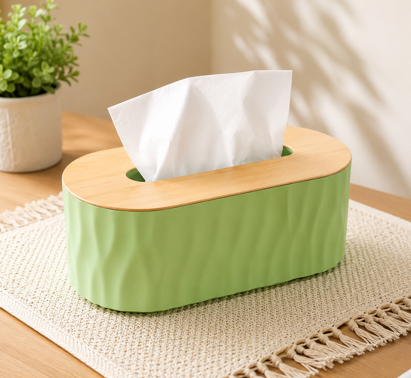 Luxury Tissue Box With Wooden Lid, Oval Tissue Box Holder, Modern Tissue Box Cover, Tabletop Tissue Holder