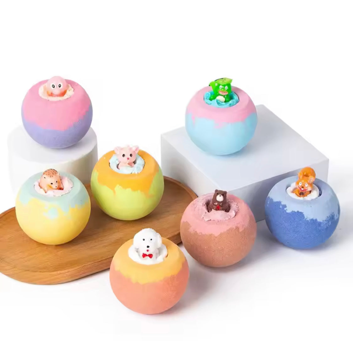 Kids Bubble Bath Balls Bomb Toy, Bubble Balls with Surprise Toys, Cleansing Body Bath Salt Balls