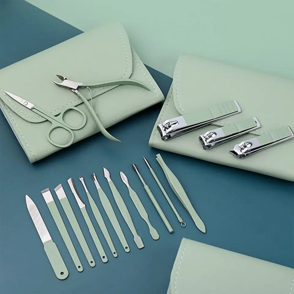 Set Of 16 Nail Clipper, Stainless Steel Manicure Kit With Folding Bag, Professional Pedicure Beauty Tools Set, Cuticle Trimmer Manicure Scissors Nail Care Ingrown Toenail Removal Clippers, Foot Care Tool Nail Clippers Kit