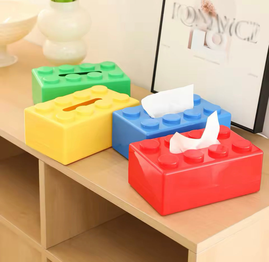 Building Block Style Decorative Tissue Box, Wall Mounted Punch Free Napkin Holder, Napkins Paper Storage Box