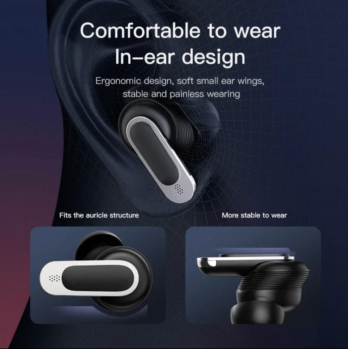 LCD Touch Screen EarBuds, Bluetooth Touch Control Noise Reduction EarBuds, Digital Wireless Bluetooth Earphones