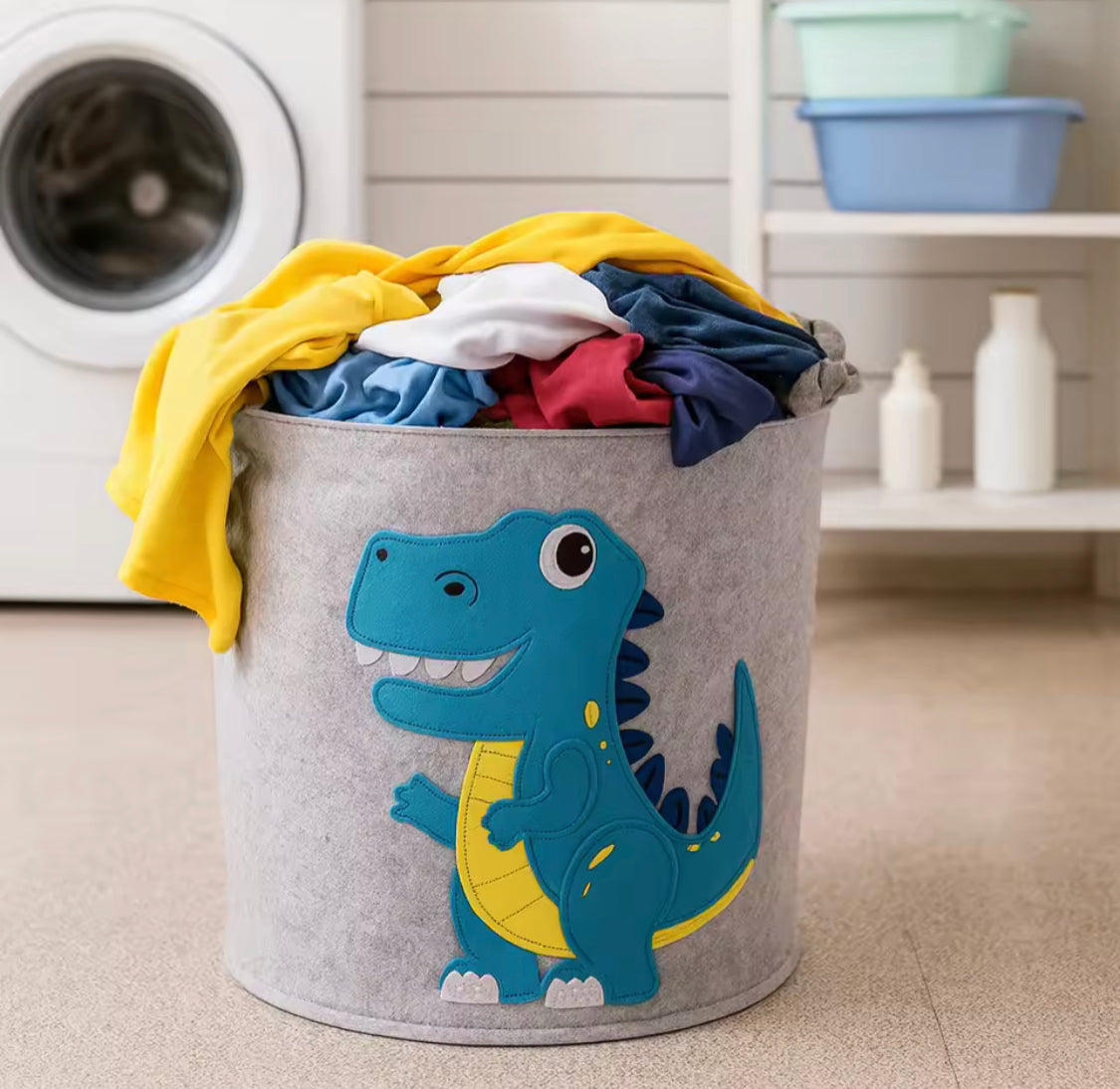 Cute Animal Character Baby Toy Storage Bucket, Dirty Clothes Hamper, Kids Cabinet Wardrobe Storage Organizer, Non Woven Laundry Basket