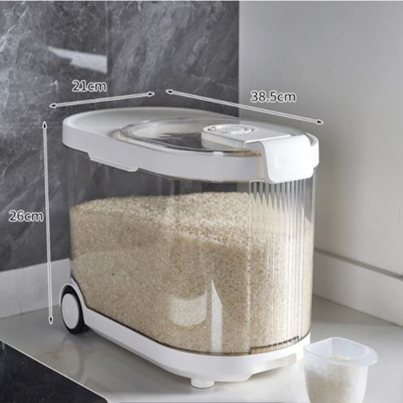Smart Rice Storage Container, Modern Rice Organizer Container, Rice Dispenser With Measuring Cup, Food Grade Rice Storage Bin