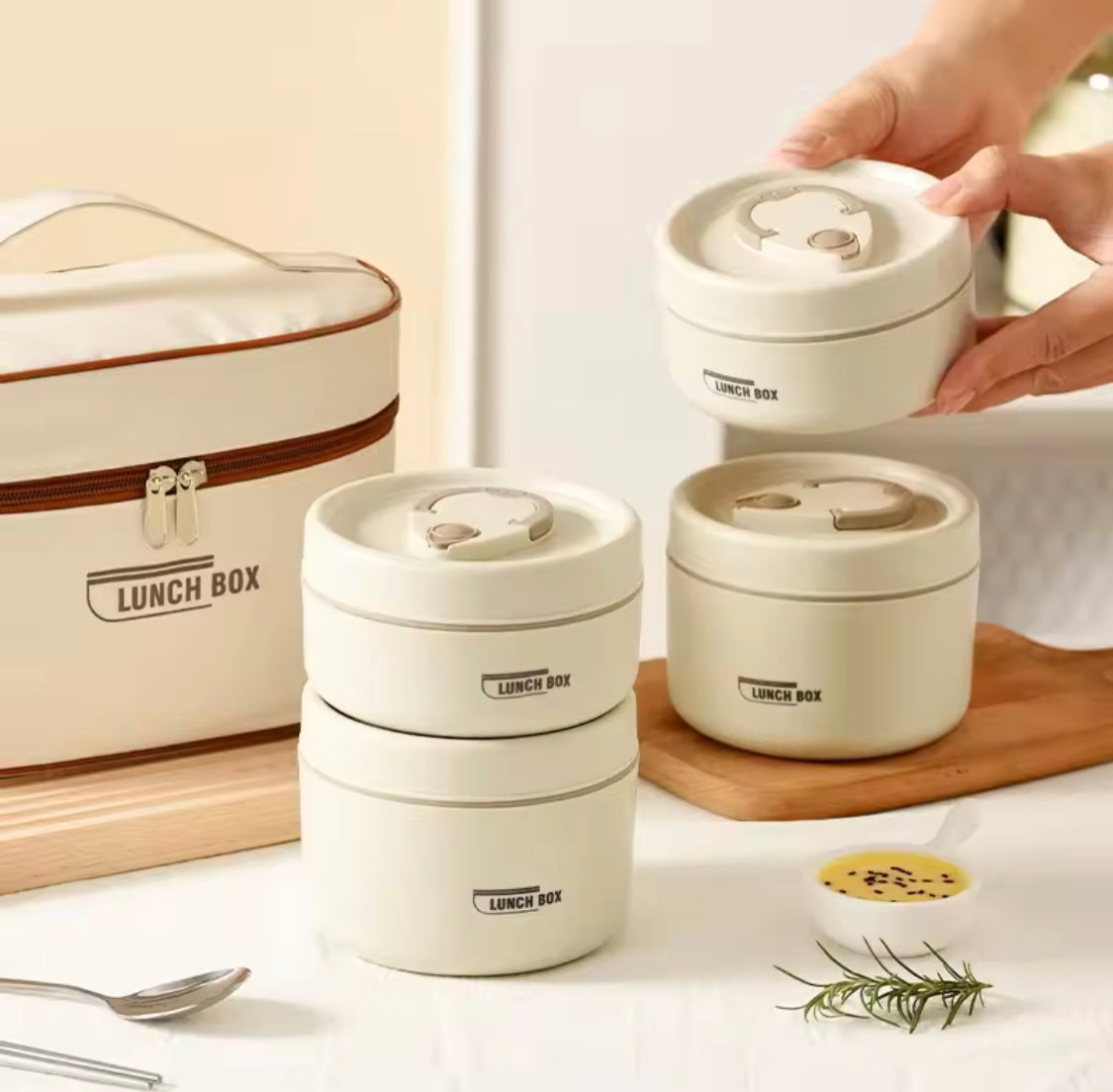 Japanese Style Insulated Lunch Box, 4pcs Portable Office Lunch Box, Stainless Steel Lunch Box With Bag