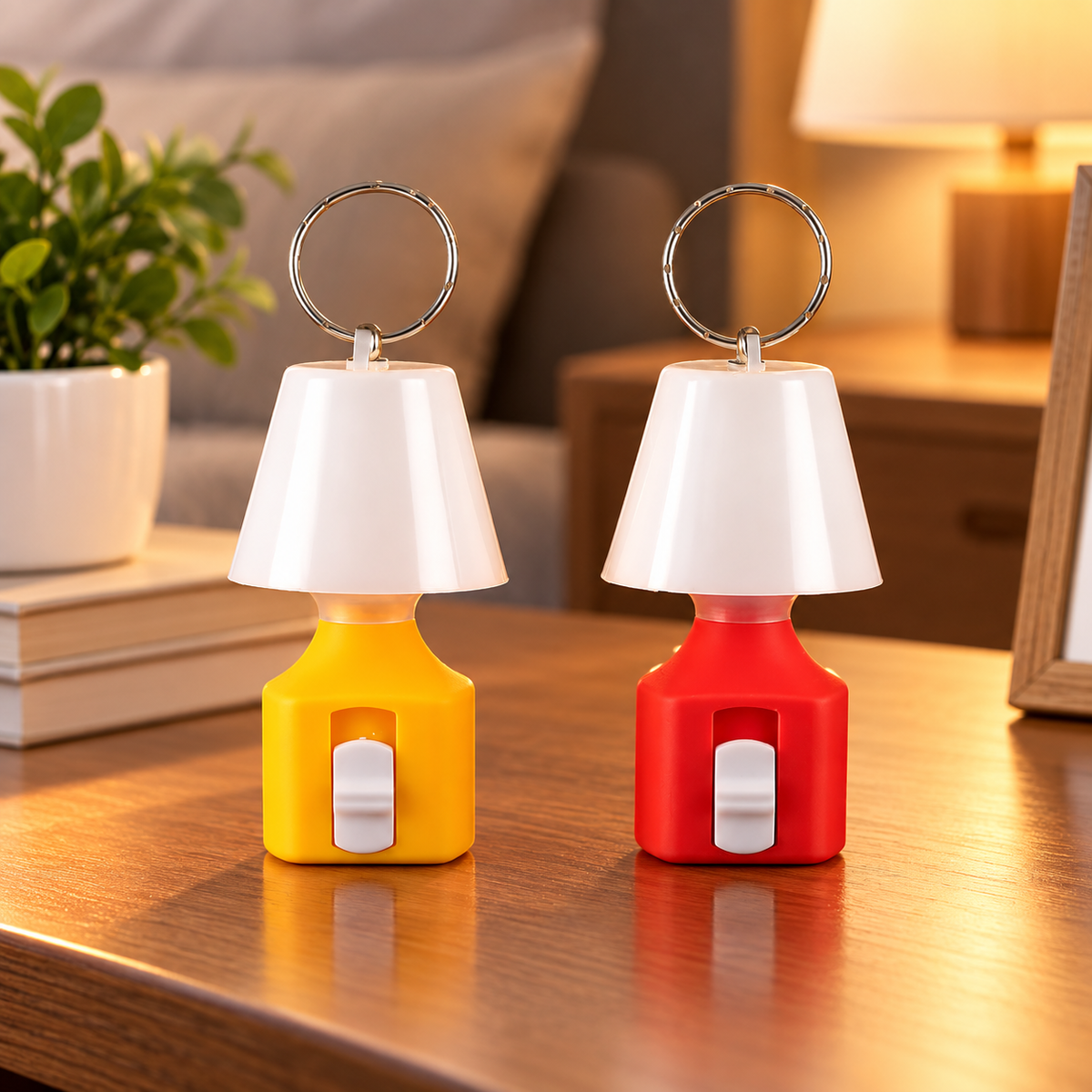 Set Of 3 Mini LED Lamp Keychain, Mini Table Lamp Keychain, Cute Lamp Shaped Keychain Light, Colourful Mini Lamp Keychain, Pocket Size LED Lamp