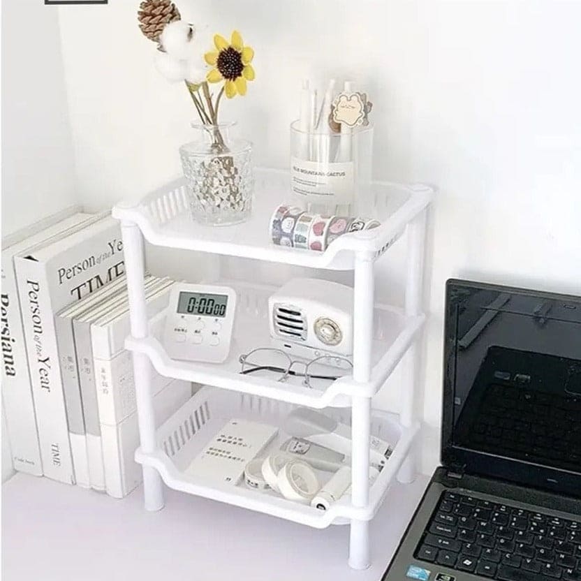3 Layer Plastic Plate Rack, Kitchen Bathroom Plastic Storage Shelf, Household Toiletry Holder Organizer, Multifunctional Trolley Cart, Floor Standing Plastic Storage Shelf, Corner Shelf Stackable Organizer