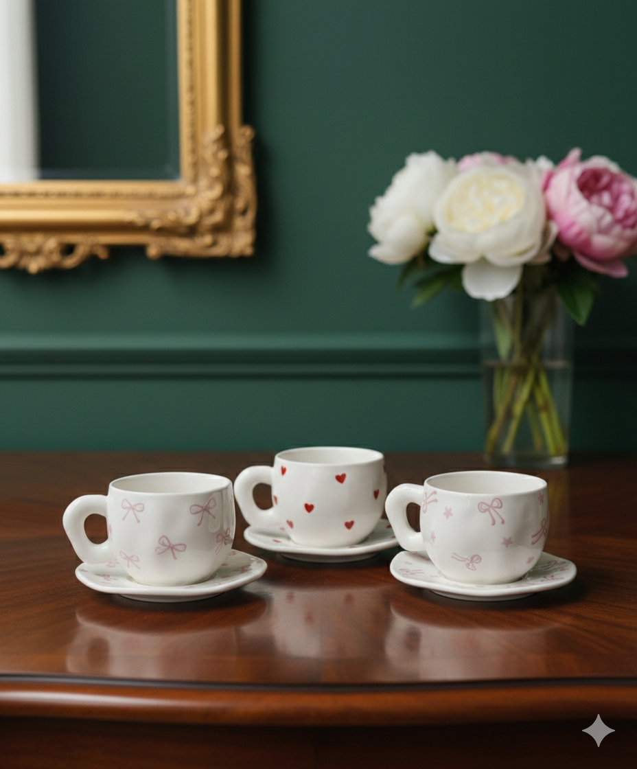 Heritage Ceramic Cup With Saucer, Morning Bliss Cup, 1Pc Home Exquisite Coffee Cup With Saucer