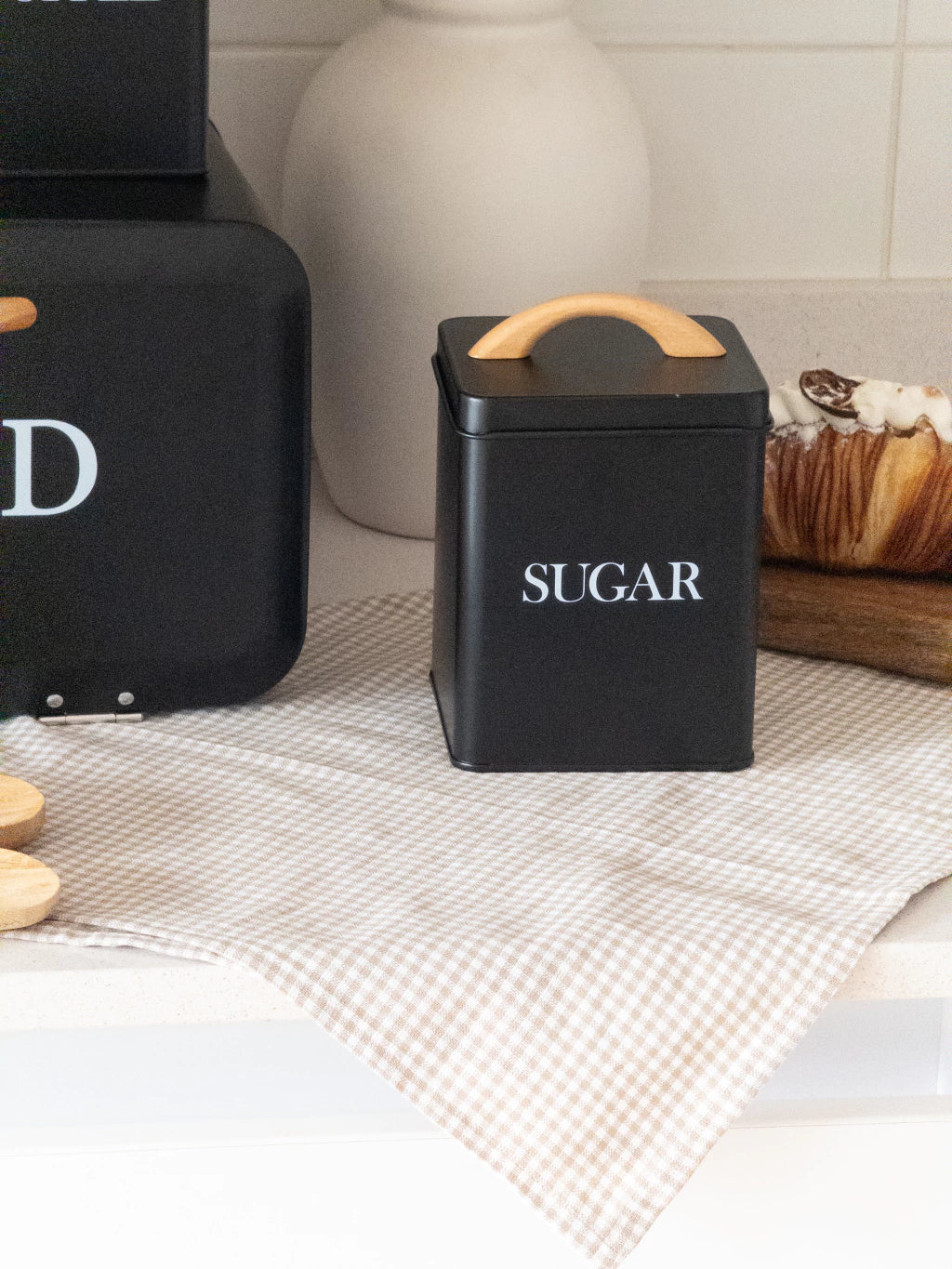 Set of 4 Nordic Bread Box & Canister Set, Modern Kitchen Bread Storage Set, Vintage Style Bread Storage Set, Home Essentials Bread Bin Set