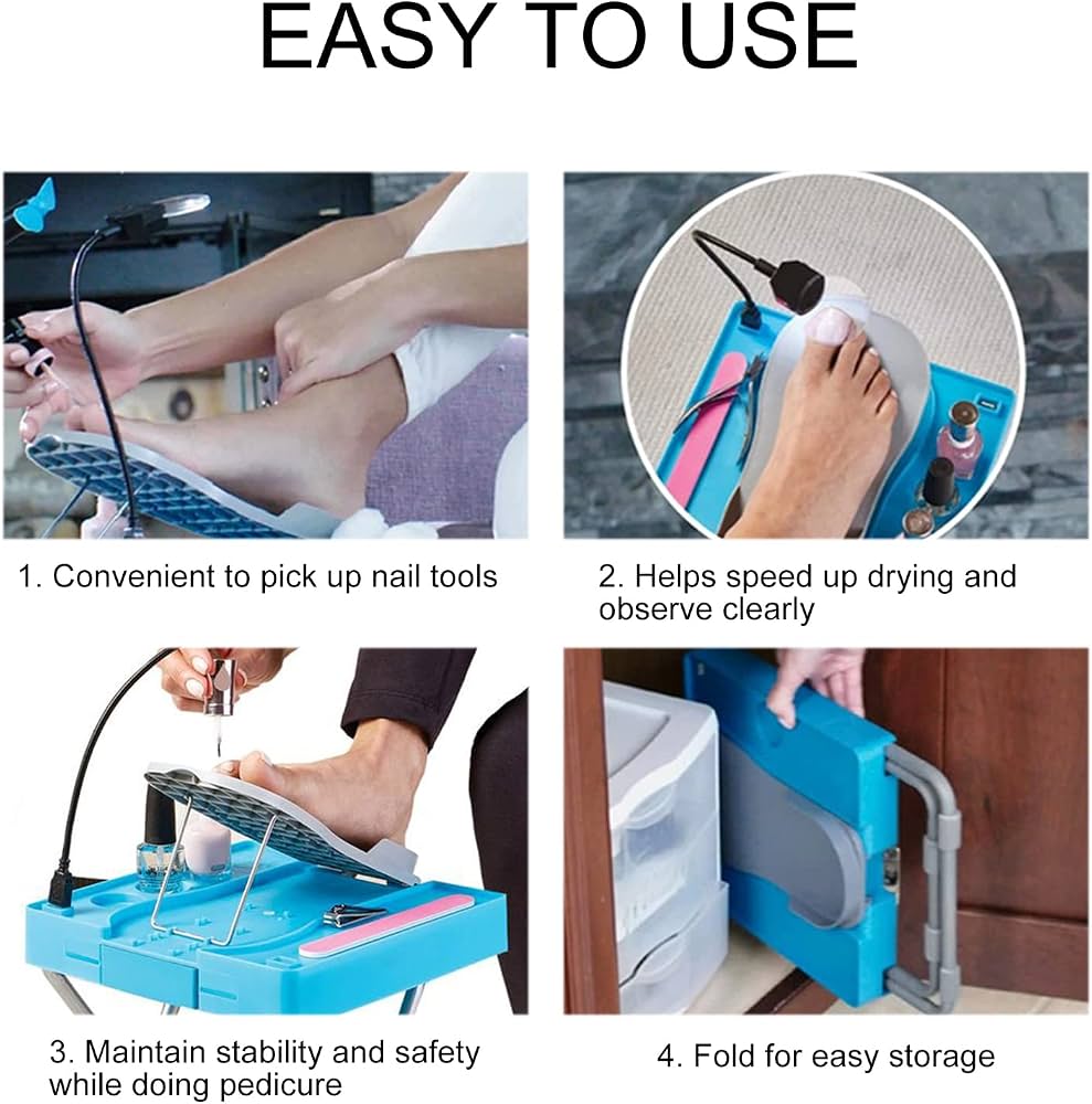 Portable Manicure Nail Art Station, Foldable Nail Care Organizer Table, Multi Purpose Manicure Station, All In One Nail Salon Workstation