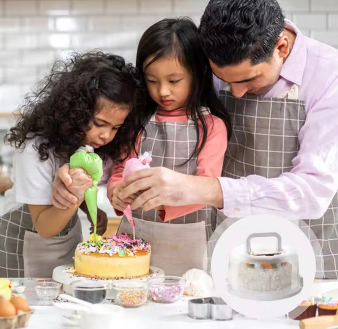 Transparent Airtight Round Cake Storage Box, Portable Muffins Dessert Carrier Box, Cake Carrier With Secure Locking Buckles