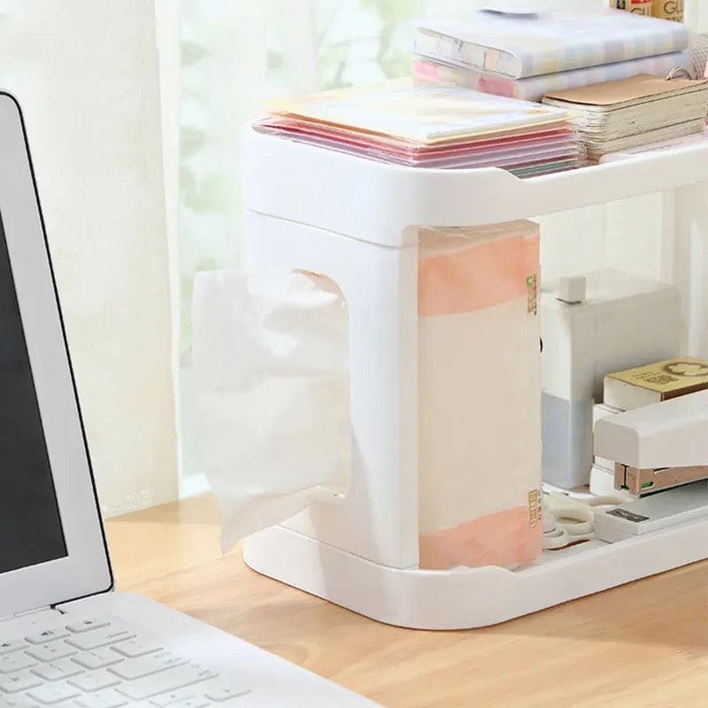 Plastic Desk Shelf, Multifunctional Double Layer Shelve, Multipurpose Kitchen Bathroom Standing Slim Rack, Vertical Bathroom Countertop Organizer, Countertop Corner Storage Rack