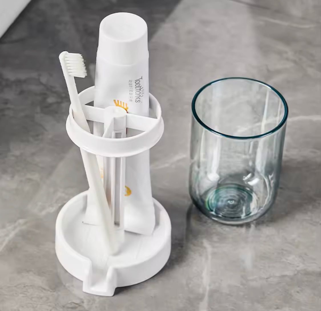 Portable Toothbrush Holder With Mouthwash Cup, Toothpaste Storage Shelf, Toothbrush Holder With Dust Cover, Toiletries Bathroom Organizer