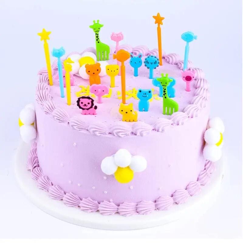 Animal Fruity Forks, Plastic Mini Cartoon Kids Cake Fruit Toothpick, Animal Kids Food Picks for Picky Eater, Reusable Cartoon Children Snack Cake Dessert Lunch Pick, Fun Toddler Food Picks