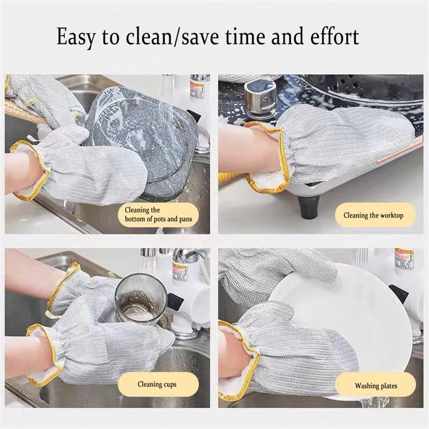 Steel Wire Dishwashing Glove, Multipurpose Anti Swiss Cleaning Rag, Waterproof Kitchen Cleaning Gloves, Oil-free, Silver Wire Dish Cleaning Glove, Multifunctional Non-Scratch Wire Dish Cloths