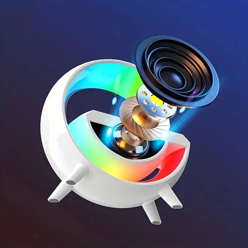 G Lamp Speaker With Digital Clock, RGB Multifunction Wireless Charger Alarm Clock Speaker, Home Decor Smart Lamp, Atmosphere Nightlight Bluetooth Stereo Clock Desktop Speaker, G Type Table Night Light