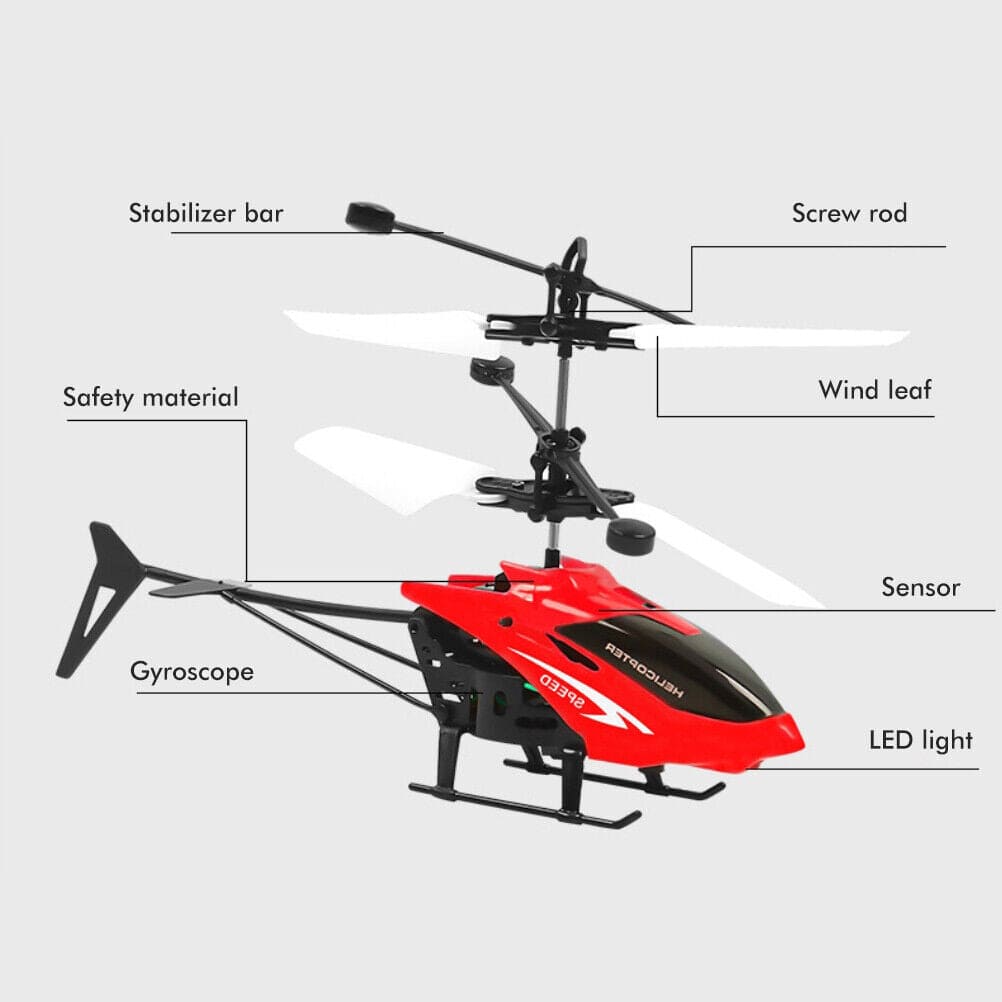 Mini RC Helicopter, 2Ch Electric Rc Flying Toy, Plastic Flashing Light Plane Toy, Mini Drone Flying Helicopter, Rechargeable Hand-Sensing Drone Copter Toy, Realistic Indoor Outdoor RC Helicopter Toy