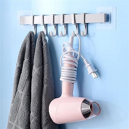 Chest Hook Towel Hanger, Multifunction Kitchen Bathroom Storage Hook, 6 Hook Home Organizer Storage Rack, Multipurpose Hook Rack, Double Suction Cup Towel Rack, Multifunction Wardrobe Rack