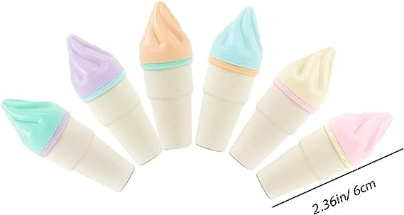 Set Of 6 Mini Ice Cream Highlighter, Portable Mini Sweet Cute Cone Shape Highlighters, Marker Pens With Chisel Tip, Fluorescent Coloring Pens for Student Office School Home