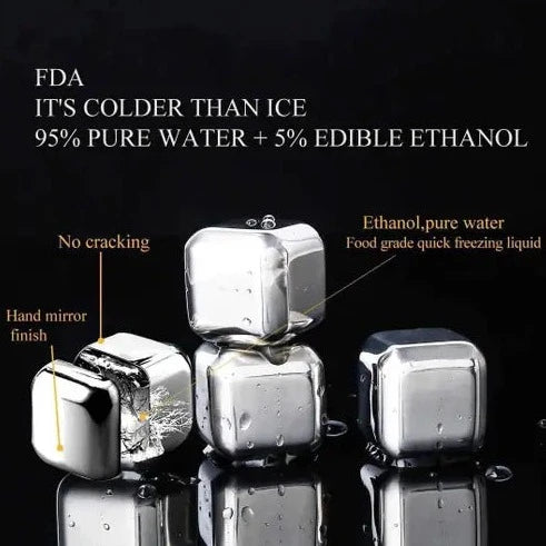 6 Grid Steel Ice Cubes With Clip, Quick Frozen Iced Square Chilling Stone, Reusable Chilling Ice Cubes, Rust-proof Ice Tartar, Multipurpose Kitchen Ice Cube With Tong