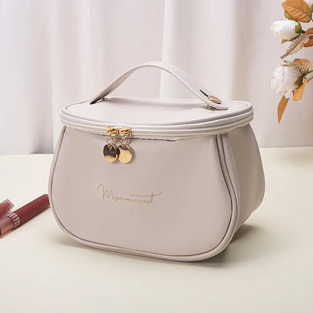 Premium Cosmetic Case, Cute PU Makeup Bag For Women, Waterproof Travel Make Up Pouch, Large Capacity Portable Cosmetic Case, Multifunctional Toiletry Bag, Makeup Storage Bags with Handle and Divider, Cosmetic Makeup Bag for Women Girls