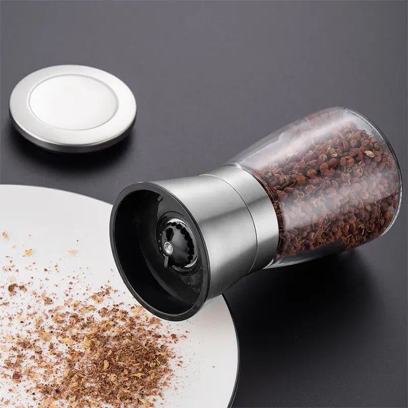 Salt And Pepper Grinder, Manual Stainless Steel Salt and Pepper Mill Grinder, Spice Herb Glass Muller, Hand Mill Grinding Bottle, Condiment Grinding Tool Kitchen Gadget, Adjustable Coarseness Shaker, Durable Spice Grinder, Compact Pepper Grinder