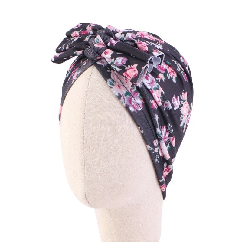Printed Bow Beanie, Women's Slouchy Hat, Knotted Bow Hat For Women, Fashion Plush Beanie