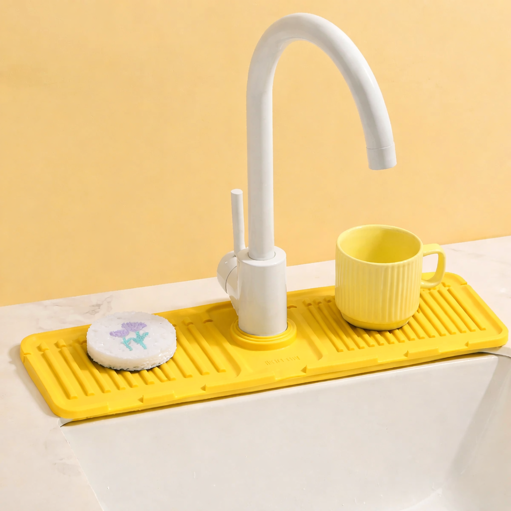 Silicone Faucet Drain Pad, Kitchen Faucet Mat, Bathroom Sink Draining Pad, Silicone Splash Guard