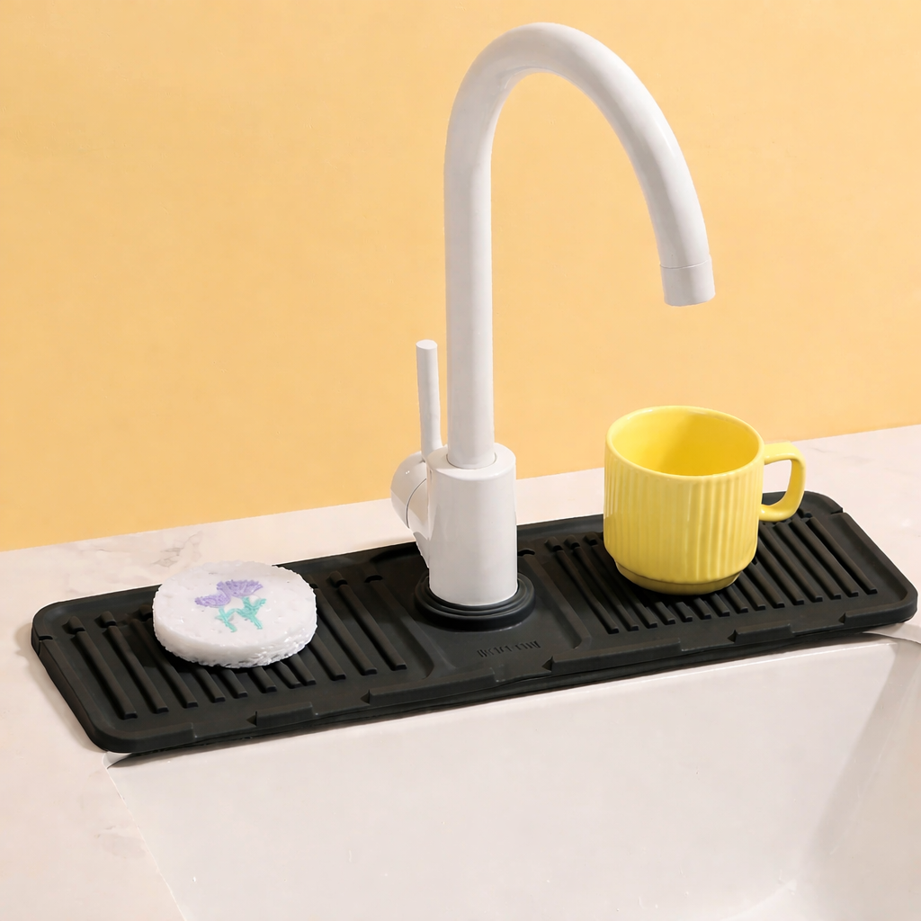 Silicone Faucet Drain Pad, Kitchen Faucet Mat, Bathroom Sink Draining Pad, Silicone Splash Guard