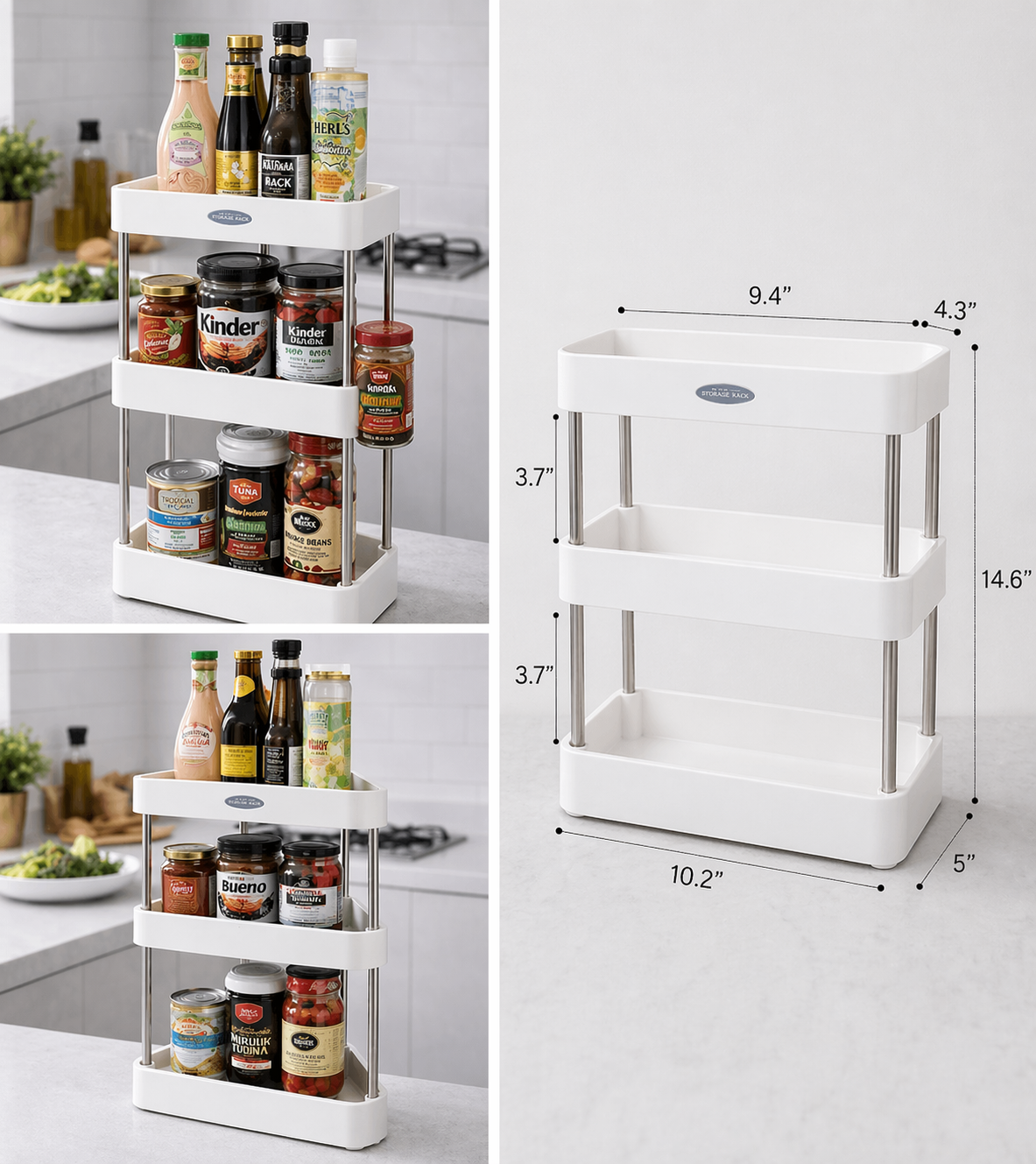 Triangle Shape Bathroom Corner, Large-Capacity Organizer Shelves, 3 Layer Storage Rack