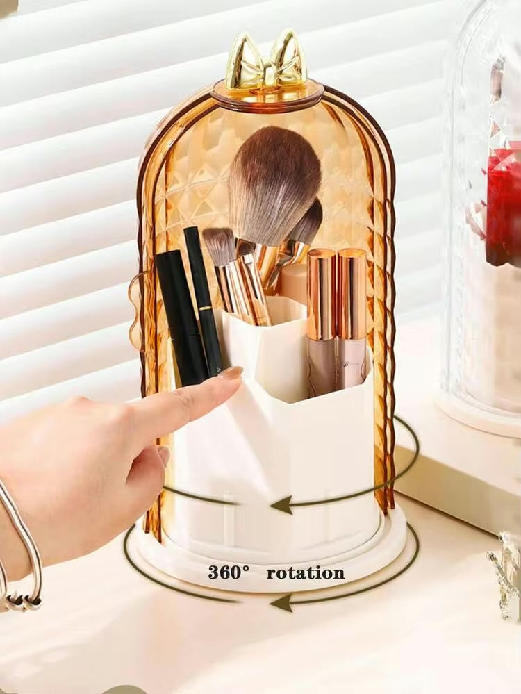 360° Rotating Makeup Brush Storage Organizer, Large Capacity Lipsticks Holder, Multi Purpose Dustproof Storage Rack, Dressing Table And Desktop Organizer