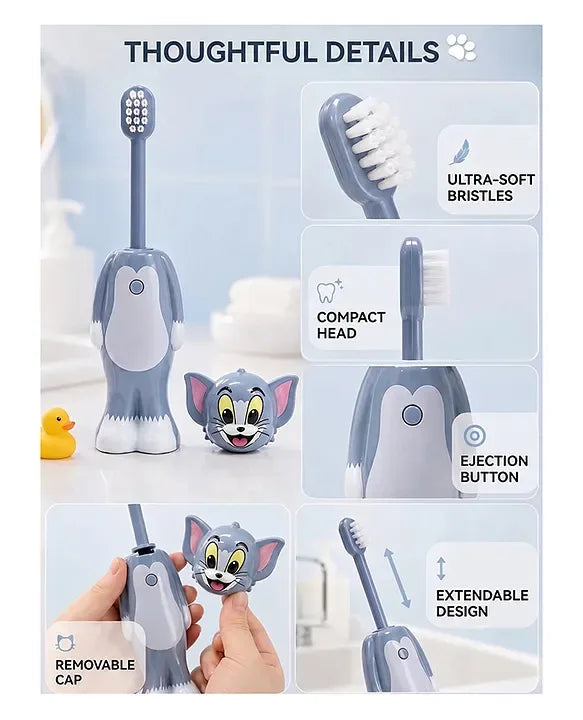 Tom and Jerry Cartoon Character Toothbrush, Adorable Cartoon Toothbrush, Tom and Jerry Kids Dental Car Toothbrush, Cartoon Cat and Mouse Toothbrush