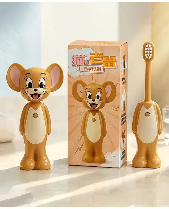 Tom and Jerry Cartoon Character Toothbrush, Adorable Cartoon Toothbrush, Tom and Jerry Kids Dental Car Toothbrush, Cartoon Cat and Mouse Toothbrush