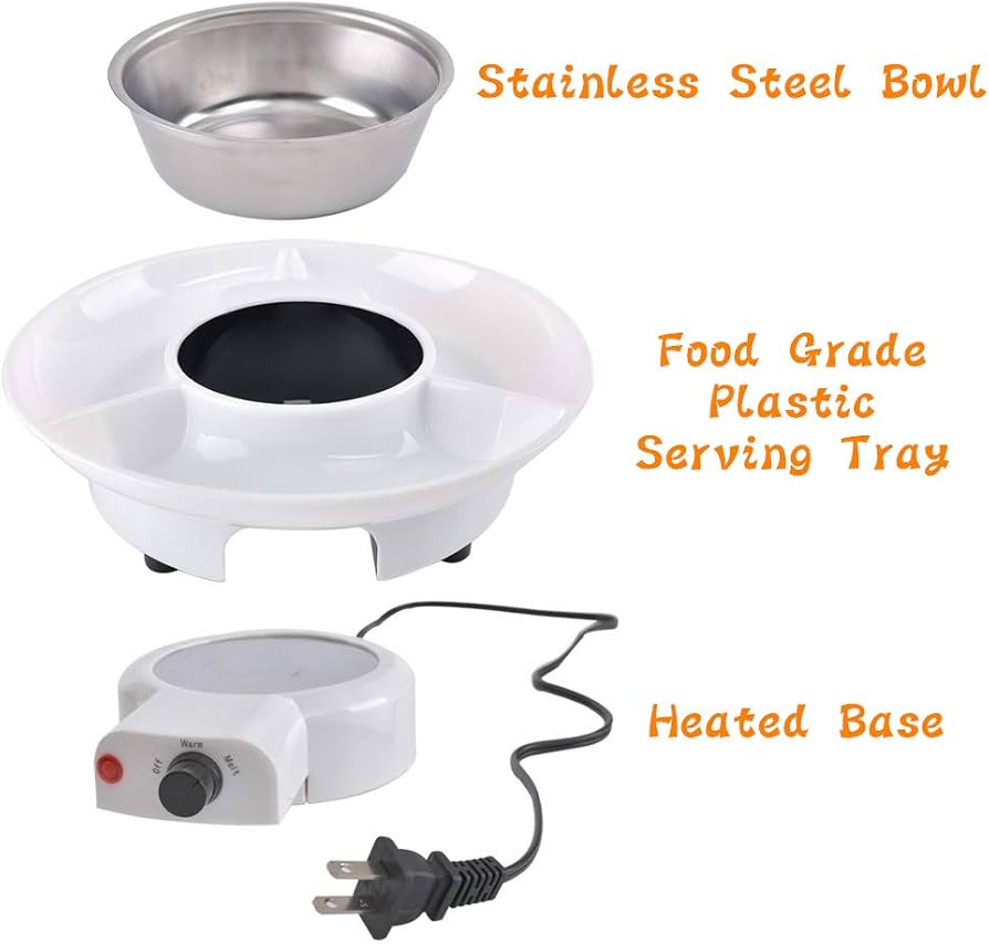 Electric Chocolate Fondue Maker with Serving Tray, Mini Electric Chocolate Melting Pot, Chocolate Fondue Dessert Serving Set, Non Stick Electric Chocolate Fondue Pot