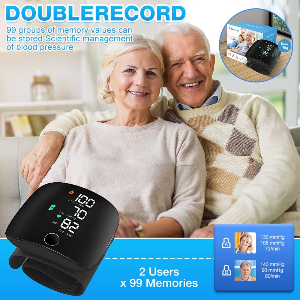 Adjustable Wrist Blood Pressure Monitor with LCD Display, Automatic Wrist BP Machine With Voice Broadcast
