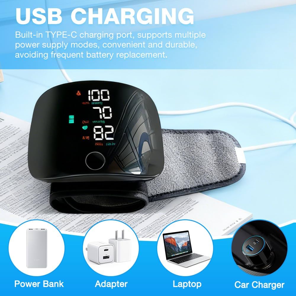 Adjustable Wrist Blood Pressure Monitor with LCD Display, Automatic Wrist BP Machine With Voice Broadcast
