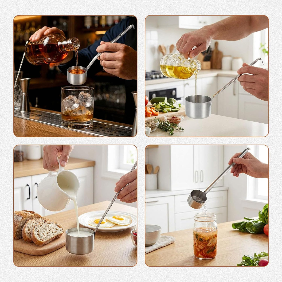 Long Handle Stainless Steel Sauce Ladle, Multipurpose Stainless Steel Serving Scoop, Stainless Steel Deep Cup Ladle